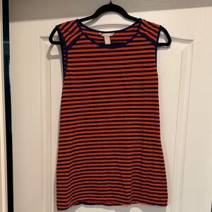 Sleeveless Striped Tank Top - Navy & Orange